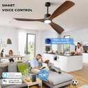 60" Ceiling Fan with Lights,Outdoor Ceiling Fan Smart Work with Alexa/Gg/App/Remote,3-Color Light Dimmable 6-Speed Quiet Reversible for Patio Porch Living Room,Dark Walnut