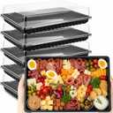 Shellwei 5 Pack Extra Large Charcuterie Board with Lids, 15 x 10 Inch Plastic Catering Trays for Cookies, Desserts, Candy, Reusable Serving Platters for Travel Party