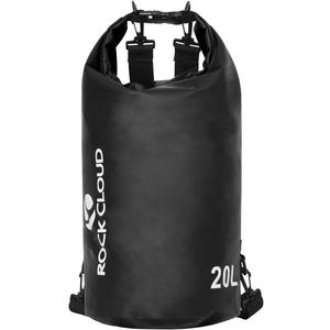 ROCK CLOUD Dry Bag Waterproof 20L Dry Sack for Kayaking Rafting Boating Beach Surfing Swimming Canoe Camping Hiking Fishing Ski, Black