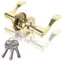 High-Security Stainless Steel Door Handle with Lock and Key, Door Lever for Bedroom, Bathroom and Rooms(Gold)