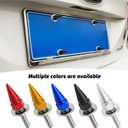 4 PCS Spikes License Plate Screws for Car, Anti Theft Spike Shape Aluminum Car Plate Frame Fastenings Bolt,Universal Spike License Plates Bolt Car Accessories for Cars Trucks (Black)
