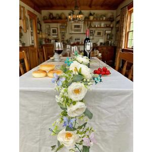 2 Pack Artificial White Rose Vines - 11.8ft Flexible Garland for Wedding Arch, Wall Vines & Table Decor | Faux Flower Vines