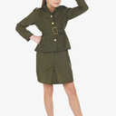 fun shack WW2 Army Girl Costume for Kids, Army Girls Halloween Outfit, Military Dress Up for Girls Size M