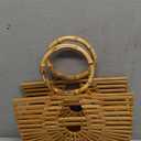 Women's Top Handle Bamboo Handbag Summer Beach Large Tote Bag (Natural)