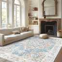 Vhong Washable Area Rugs Boho Vintage Neutral Modern Pale Blue 8ft x10 ftNon Slip Carpet for Living Room Dining Room Bedroom