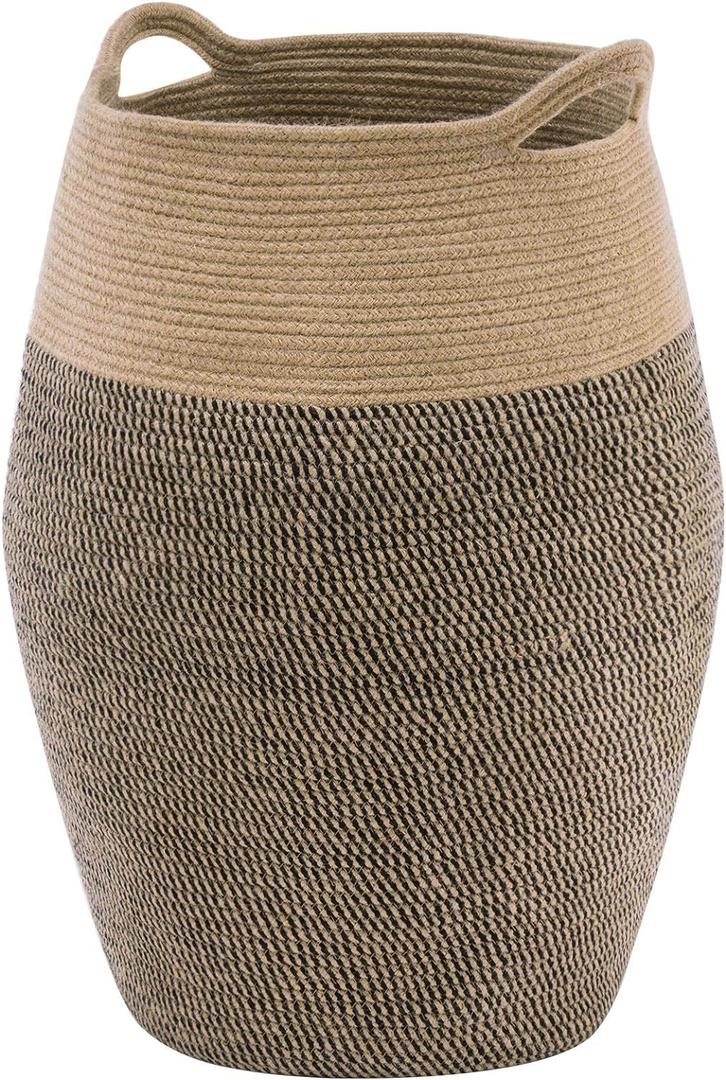 Cotton Rope Laundry Hamper by YOUDENOVA, 105L - Woven Collapsible Laundry Basket - Clothes Storage Basket for Blankets, Laundry Room Organizing, Bedroom Storage, Clothes Hamper – Dark Brown