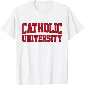 Retro Vintage Catholic Athletic Sports Tee Men Women T-Shirt (White, M)