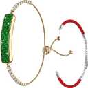 Smart Bracelet for Women Girl with Diamonds, Health Fitness Tracker with Heart Rate HRV SpO2 Sleep Monitor Sport Modes, 5ATM Waterproof Step Activity Tracker for iOS Android, The Best Gift (2 Bands) (Green)