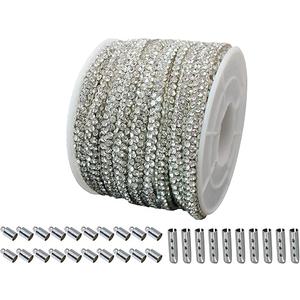 PAMIR TONG Rhinestone Glitter Rope 6 yards 0.17'' Bling Shoe Laces String Shine Cords for Shoes, Jewerlry Making DIY (Silver)