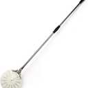 Turning Pizza Peel for Brick Oven,9" Stainless Steel Small Round Perforated Pizza Paddle with 47" Long Handle
