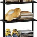 aboxoo Ladder Shelf Open 5-Tier Bookshelf Wall-Mounted Black Wood Bookcase Storage Rack Open Industrial Modern Plant Stand Utility Organizer Bookcase Metal Frame Furniture Office Bedroom