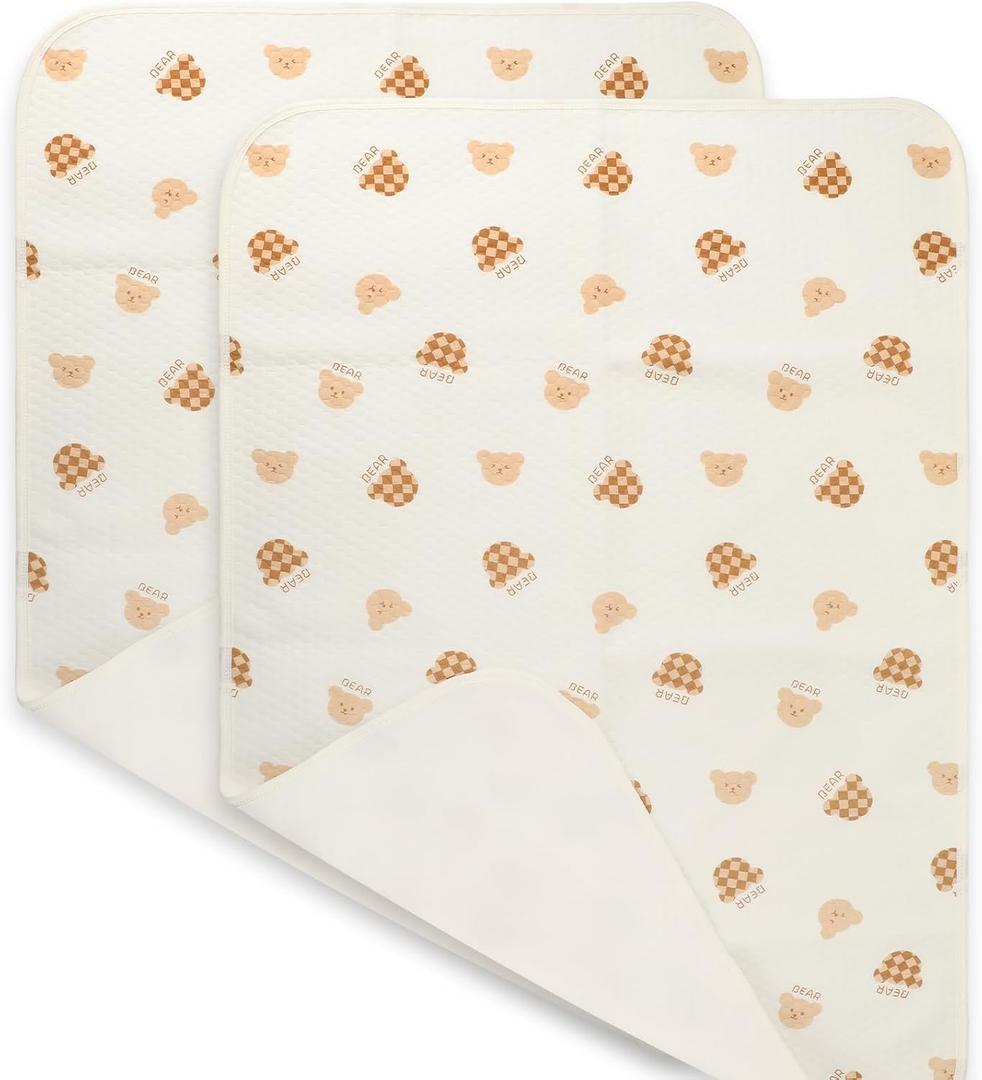 Waterproof Crib Pad, Washable Baby Cotton Changing Pads,39"X27"(2 Pack), Pee Proof Mattress Cover Toddler Bed, Toddler Mattress