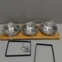 Elevated Cat Bowls with 3 Stainless Steel Bowls | 10 Tilted Anti-Vomiting Raised Cat Food Bowl for Small Cats and Puppies Pet Bowl with Stand (Bamboo)