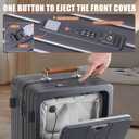 ROPLUS Carry On Luggage with Front Cover Compartment, Aluminium Frame Rolling Suitcase with Skate Wheels, USB Ports, Cup Holder, TSA Lock (GrayBrown, 21-Inch)