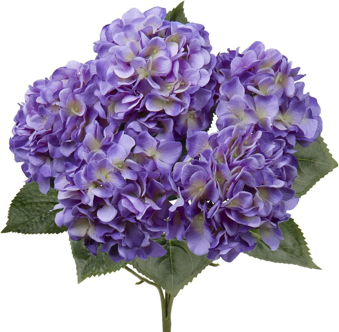 Purple Hydrangea Artificial Flowers Large Artificial Hydrangeas Silk Flowers for Home Decor Indoor Wedding Flowers Bouquets Faux Flowers Kitchen Centerpiece Table Decorations