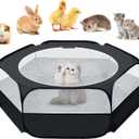 UWE Small Animal Playpen, Chicken Brooder Box with Cover Top, Portable Outdoor Exercise Pet Cage Tent, Waterproof Breathable Pet playpen Indoor for Chick Ktiien Bunny Hamster Guinea Pig, Black