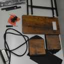 Narrow Nightstand with Charging Station, End Tables Living Room Set of 2, Skinny Side Table with Fabric Drawers, Slim Sofa Table for Bedroom, Small Spaces, Couch, Brown, HETNDP02BR (Rustic Brown + Black)