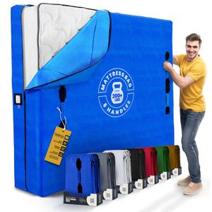 Mattress Bags for Moving with 8 Handles - Extra-Thick Mattress Bag for Moving - Reusable Mattress Storage Bag - Mattress Cover for Moving with Zipper (Blue, Full)