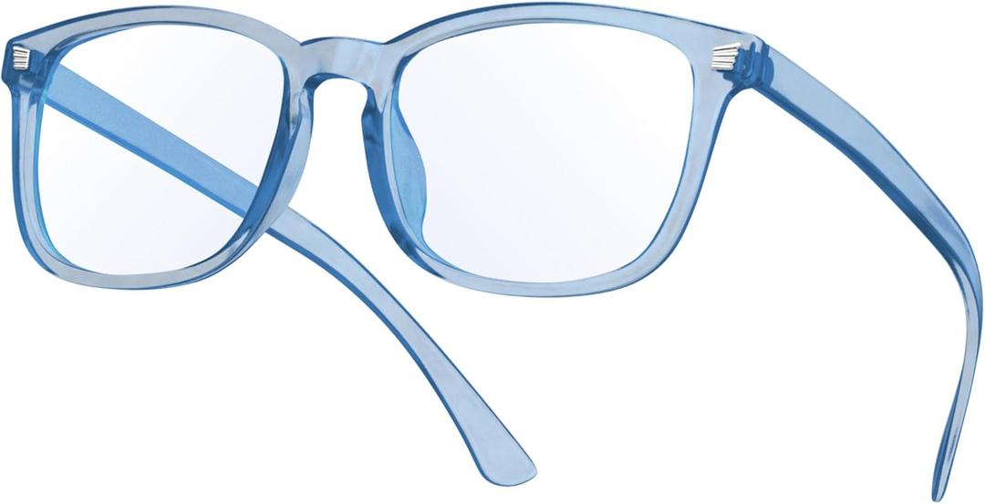 Gaoye Blue Light Blocking Glasses - Anti UV Ray Computer Gaming Glasses, Blue Blockers Glasses For Women/Men (Medium, *Transparent Dark Blue)