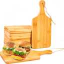 12 Pcs Bamboo Cutting Board Bulk 11x5 Inch Charcuterie Boards with Handle Wood Engraving Serving Board Kitchen Chopping Boards Crafts for Pizza, Bread, Cheese, Charcuterie, Fruit, Vegetables (Small)