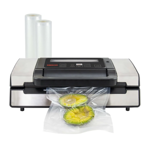 Nesco Deluxe Food VS12 Vacuum Sealer, 130 Watts, Kit Bags & Viewing Lid, Compact, Silver