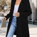 PRETTYGARDEN Women's 2026 Spring Fall Long Blazer Jackets Long Sleeve Lapel Pockets Loose Fit Work Casual Blazers Outerwear (Black, XXL)