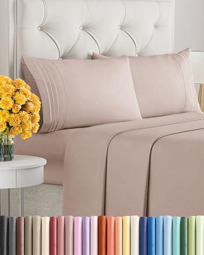 King Size 4 Piece Sheet Set - Extra Soft, Breathable & Cooling Sheets - Hotel Luxury Durable Bed Sheets for Women & Men - Deep Pockets, Easy-Fit & Wrinkle-Free Sheets - Dusty Pink Oeko-Tex Bed Sheets