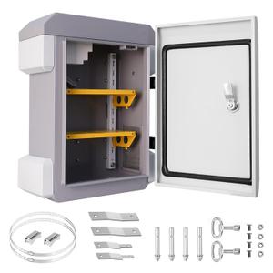 Outdoor Electrical Box with Thermostat and Fan - DIY Outdoor Junction Box One-Piece Ventilation Design, Cold Rolled Steel, IP65 Waterproof, Wall/Pole Mounted (15.7" x 9.8" x 6")