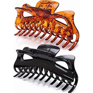 Prettyou Thick Hair Super Large Clips Crystal Plastic Claw Clamps Hairgrips Clips Accessories for Women, 2 pack. (A)