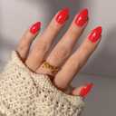 Valentines Day Glamnetic Press On Nails - Red Flag | Short Almond Fake Nails in Vibrant Bright Red Hue with a Glazed Finish, Salon Quality | 15 Sizes - 30 Nail Kit with Glue