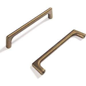 Goo-Ki Antique Brass zinc Alloy Cabinet pulls for Drawer,Cupboard, Wardrobe-5.04 inch(128mm) Hole Center,6 Pack