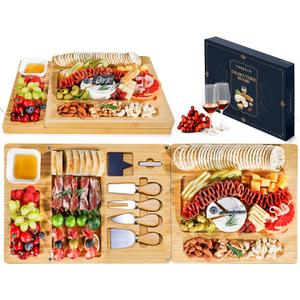 Charcuterie Boards, Thereye Cheese Board with Knife Set, Bamboo Charcuterie Board Set, Gifts for Women, Wedding Gifts, House Warming Gifts, Bridal Shower Gift (Extra Large)