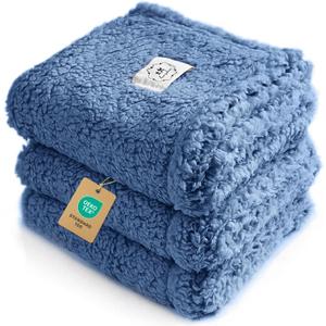 Luciphia 1 Pack 3 Calming Dog Blanket Fluffy Premium Fleece Pet Blankets Soft Sherpa Throw for Dogs Puppy Cat Haze Blue Small (23" x16")