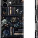 MERRO for iPhone 17 Case - Wireless Charging Compatible - Dual-Layer Hard Shell & Silicone Cover - Protective Phone Case with Cute Wildflower Designs for Women - Vintage Floral Library