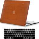 DTangLsm for MacBook Pro 13 inch Case 2025-2016 M2 M1 A2338 A2289 A2251 A2159 A1989 A1706 A1708, Crocodile Skin Alligator PU Leather Hard Shell Cover for MacBook Pro 2020 Case+Keyboard Cover, Brown