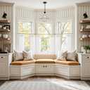 jinchan Linen Pinch Pleated Kitchen Curtains 36 Inch 4 Panels, Natural Linen Tier Curtains Back Tab Beige Farmhouse Cafe, Light Filtering Small Window Drapes for Bathroom Laundry Room Off White