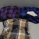 ZITY 3 Pack Men's Flannel Hoodie Shirts Long Sleeve Casual Vintage Button Down Plaid Shirt Jacket with Pocket (X-Large, Deepbluebeige Blackpurple Blue)