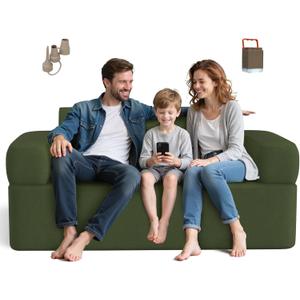 Double-Layer Inflatable Couch with Built-in Pump - Automatic Air Sofa Chair, Super Tough & Tear-Resistant Fabric for Camping, Outdoor, Travel, Home Use (Portable Luxury Comfort) (Full)