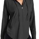 Fisoew Womens Athletic Jacket Hoodie Zip Up Cropped Lightweight Jackets UPF 50+ Sun Protection Long Sleeve Workout Shirt, Small