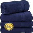 Cotton Paradise 4 Piece Turkish Bath Towels for Bathroom, 100% Cotton Extra Large Soft Plush Towels Bathroom Set, Navy Blue