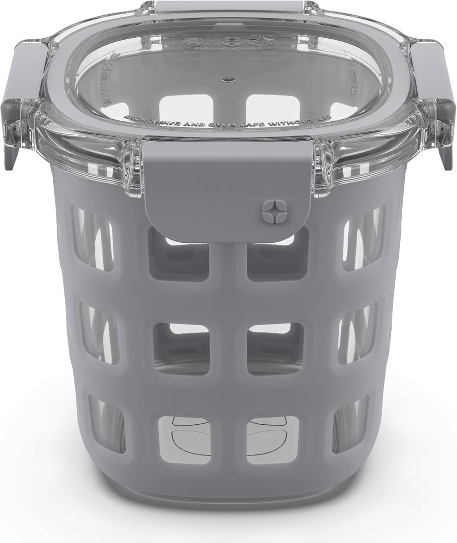 Ello DuraGlass Rounds Glass Food Storage Containers - Meal Prep Bowls with Silicone Sleeve and Airtight Lids, 3 Cup, Gray