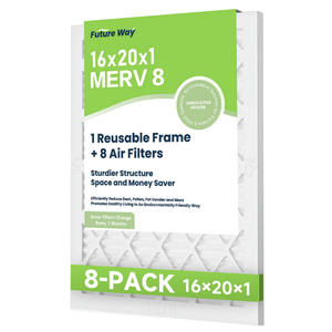 Future Way 16x25x1 Air Filters, 1-Pack with Reusable Frame, MERV 8, MPR 700 AC Furnace Filters, Space Saving & Cost-effective