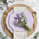bUCLA 180PCS Purple Plastic Plates - Disposable Purple with Gold Rim, Include 30 Each (Dinner & Salad) Plates, 30 Knives, 30 Forks, 30 Spoons, 30Cups for Party, Shower & Birthday