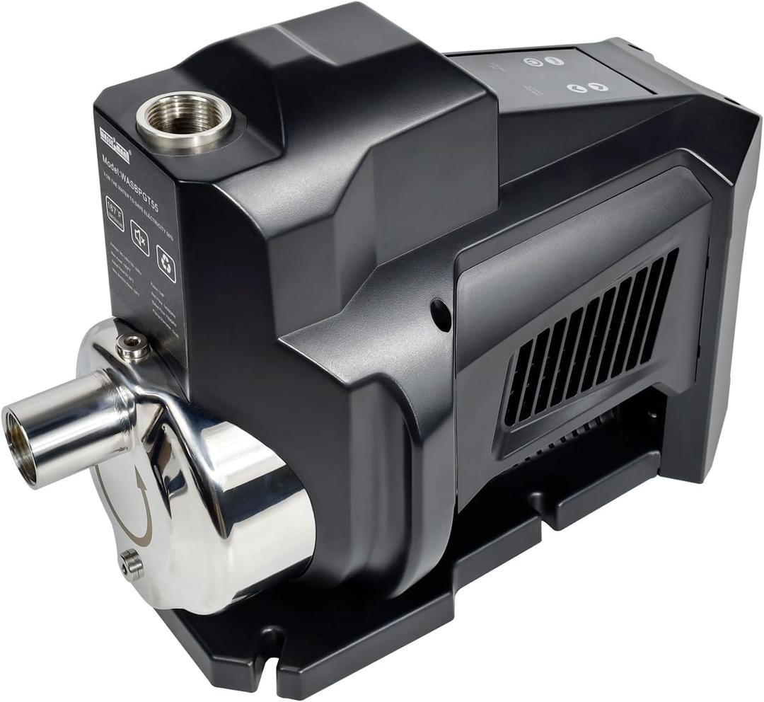 1HP Whole House Water Pressure Booster Pump, 115V 20-77 PSI, Variable Speed, Automatic Constant Pressure, Quiet Operation, 19ft Self-Priming, for Home Water Systems & Shallow Wells