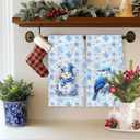 Chicimln Blue Winter Christmas Kitchen Towels, Christmas Snowman Bird Decorative Hand Towels for Bathroom, Winter Snowflake Xmas Dish Tea Towel Drying Cloth for Kitchen Decor, 16x24 Inch Set of 2