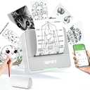 iDPRT Mini Printer with 1 Roll Sticker Paper, Portable Sticker Maker Machine Efficiently and Quickly, Thermal Printer for Study Notes, Pictures, DIY, Label, Free App with Multiple Templates, Gray (Spliced-White)