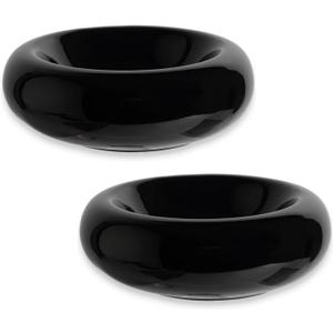 6.1 Inch Cat Bowls, 7 oz Ceramic Cat Food Bowl, Whisker Fatigue Relief Bowl, Anti-Vomiting, Protect Spine, Perfect for Indoor Cats(2pc Black)