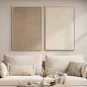 Large 3D Textured Framed Neutral Abstract Wall Art Set, 2 Piece Modern Minimalist Paintings Artwork for Walls, Beige Brown Geometric Line Pictures for Living Room Bedroom Hallway Wall Decor 24x36 In, 24"W x 36"H x 2Pcs
