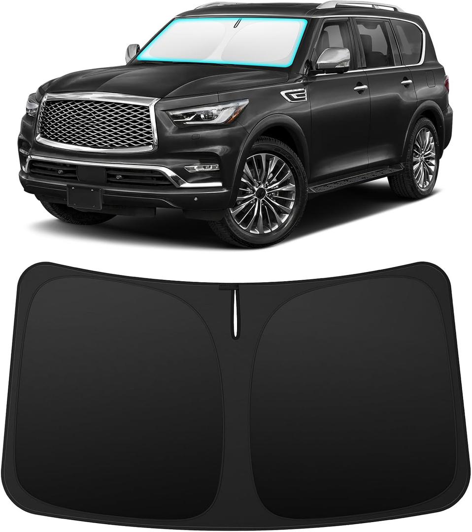 INSAUTO Custom Fit Windshield Sun Shade Accessories for Infiniti QX80 2014-2024, Foldable Front Window Sunshade, UV & Heat Reflector, Keeps Interior Cool, Includes Storage Bag