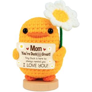 3 x Pawzity Gift for Mom from Daughters, Son for Mom - Cute Christmas, Mothers Day, Birthday Gifts for Moms - Emotional Love Support Moms Crochet - Duck Knitted Positive Doll